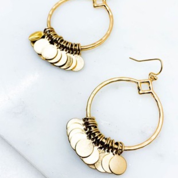 Coin Hoop Drop Earrings - Picture 1 of 1